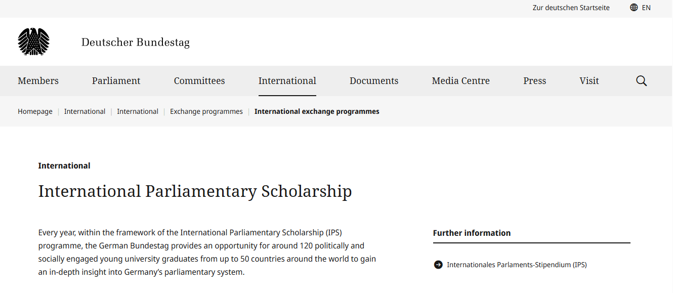 International Parliamentary Scholarship 