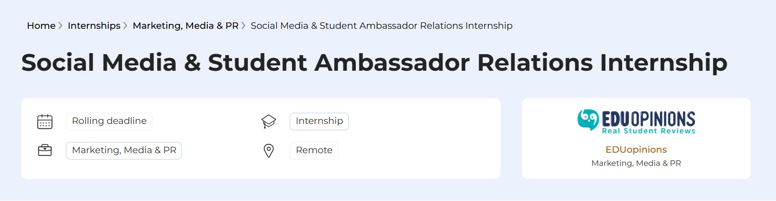 Social Media & Student Ambassador Relations Internship 2026