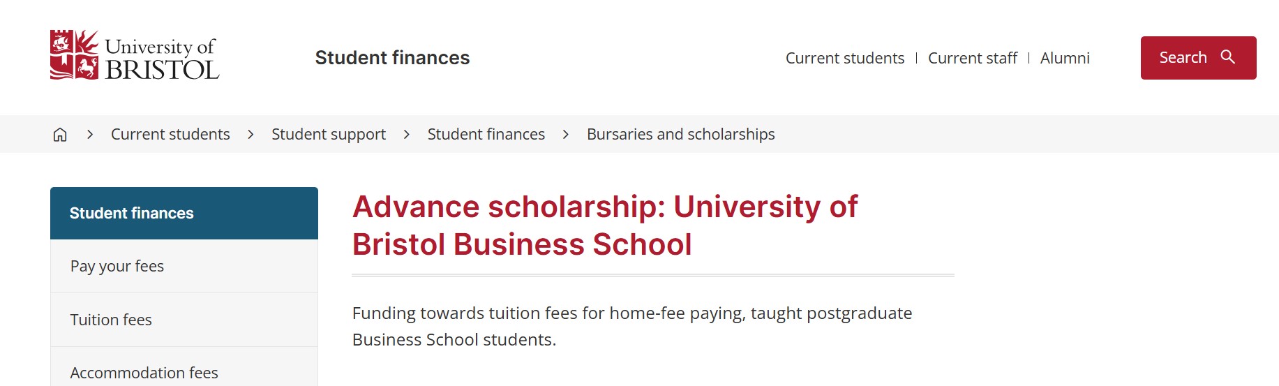 University of Bristol Advance Scholarship 2026 (£10,000 for MSc Students) University of Bristol Advance Scholarship 2026