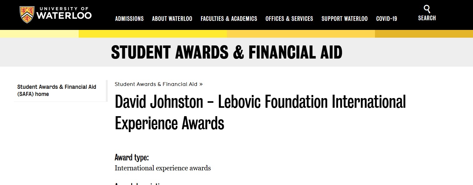 University of Waterloo Scholarships 2026