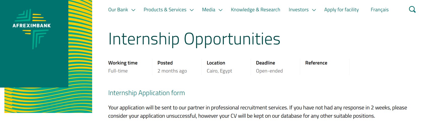 Afreximbank Internship Opportunities 2026