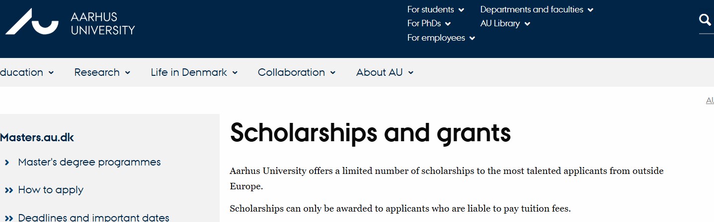 Danish State Scholarships at Aarhus University 2026