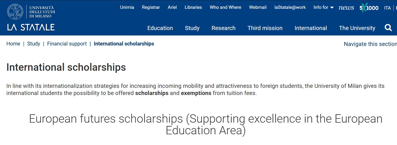 European Futures Scholarships 2026