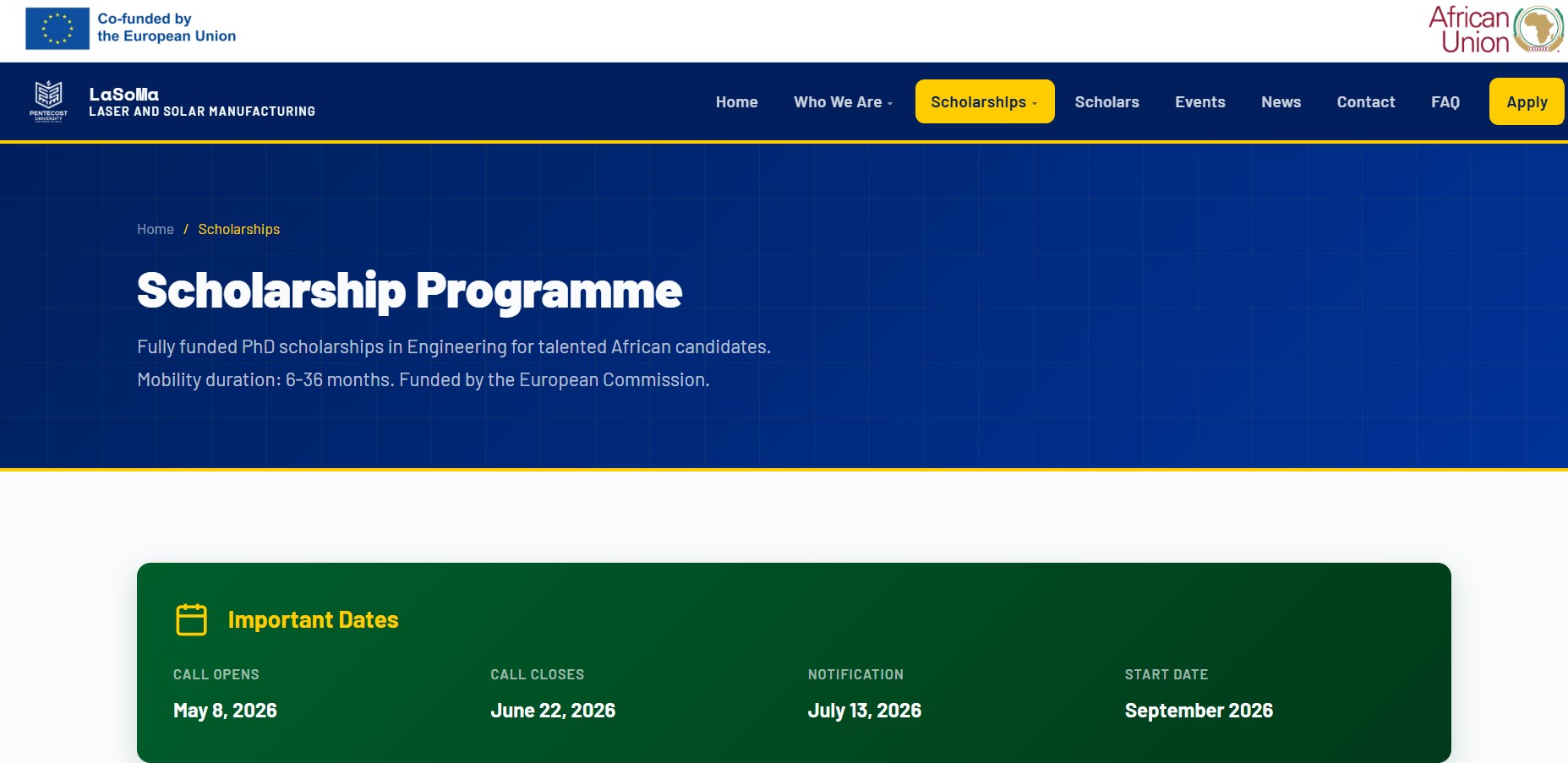 European Union LASOMA Scholarship 2026