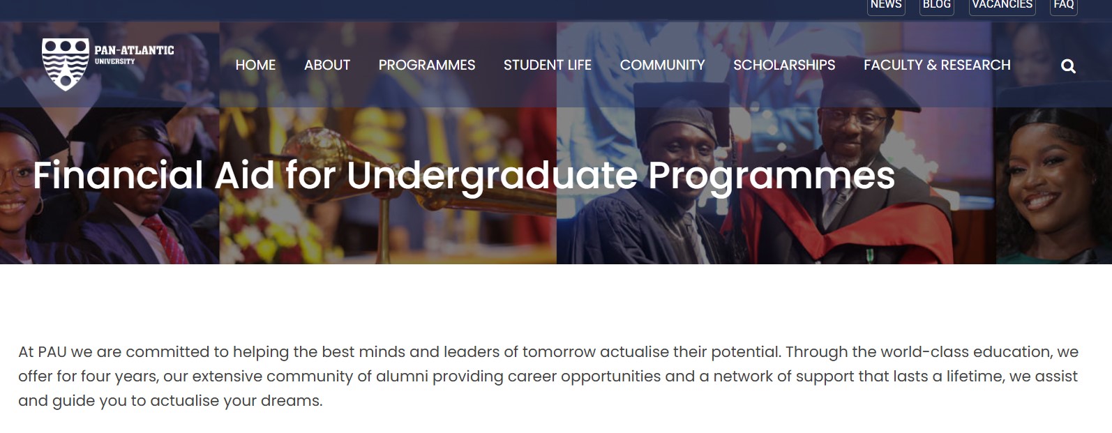 Financial Aid for Undergraduate Programmes at Pan-Atlantic University