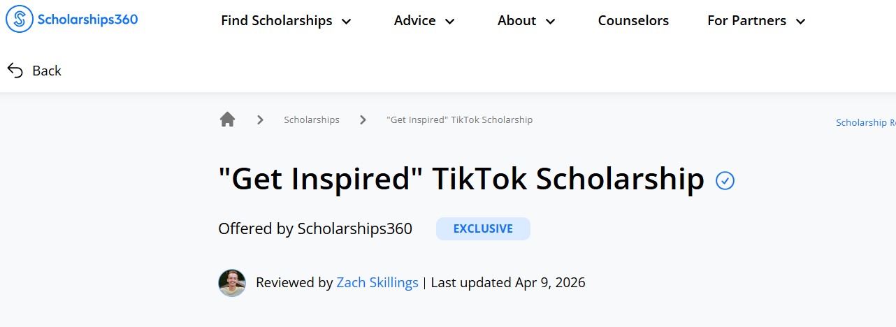 “Get Inspired” TikTok Scholarship 2026