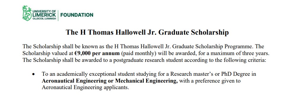H Thomas Hallowell Jr. Graduate Scholarship 2026