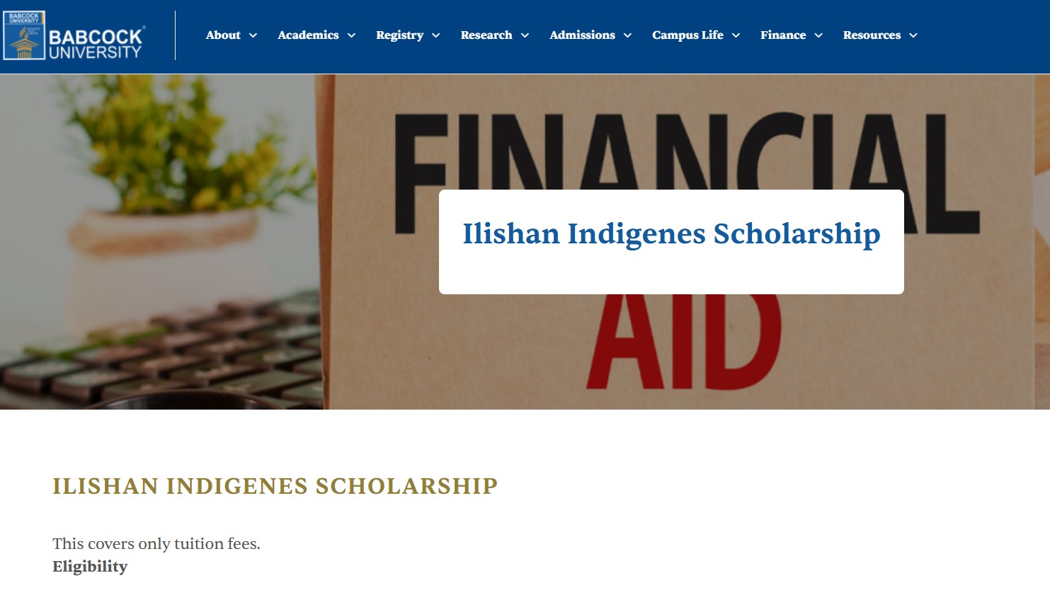 Ilishan Indigenes Scholarship 2026 at Babcock University