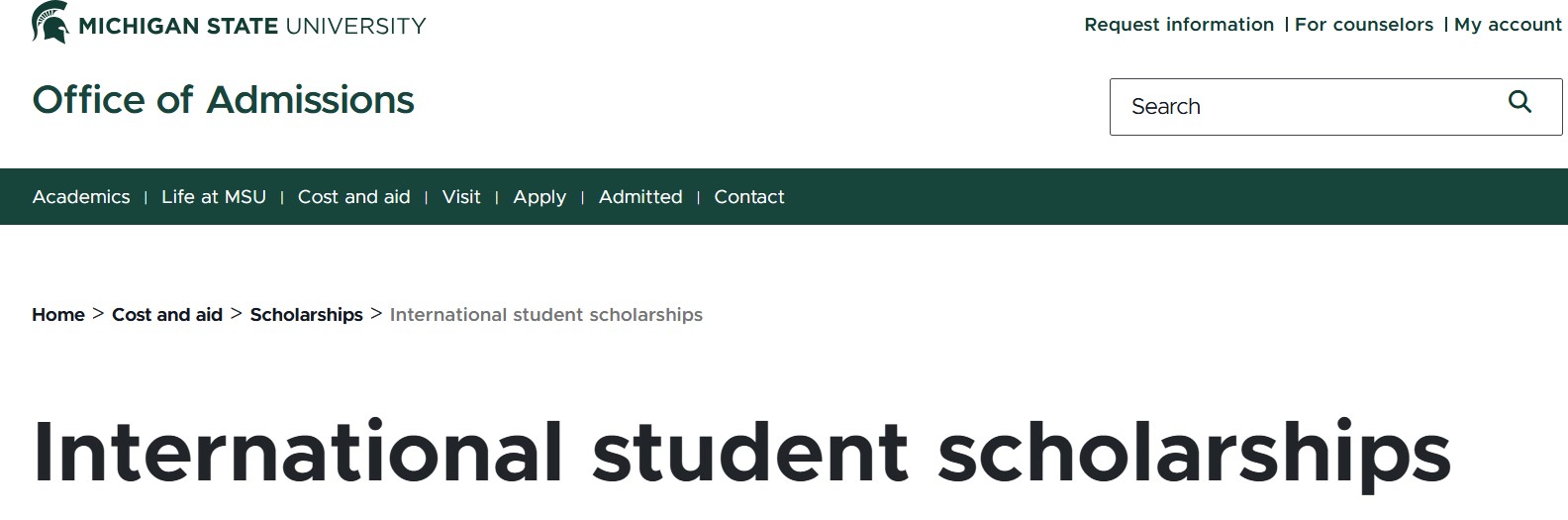 Michigan State University International Student Scholarships 2027