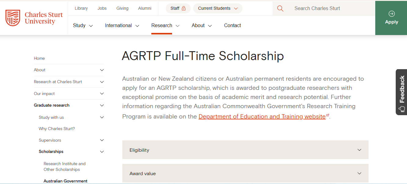 AGRTP Full-Time Scholarship 2027