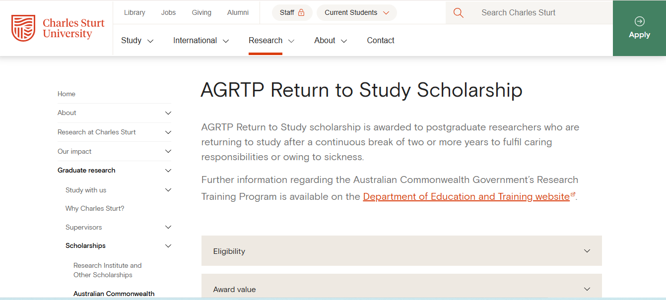 AGRTP Return to Study Scholarship