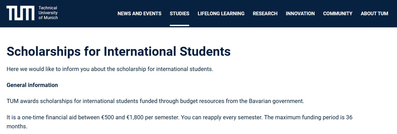 TUM Scholarships for International Students 2026