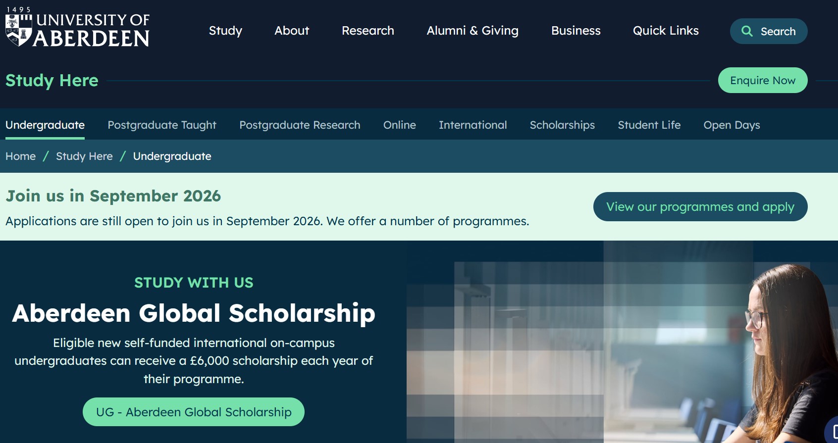 University of Aberdeen Global Scholarship 2026