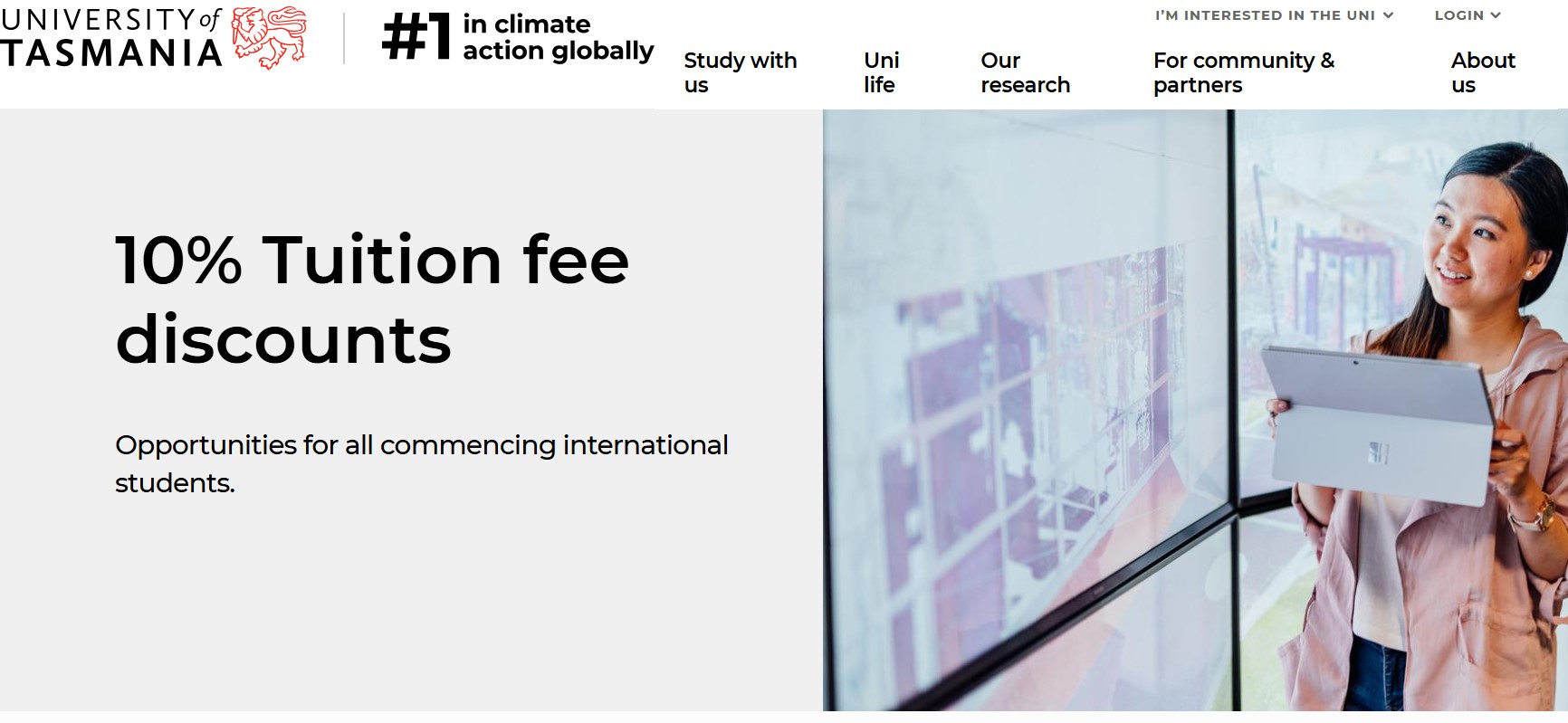 University of Tasmania 10% Tuition Fee Discounts for International Students