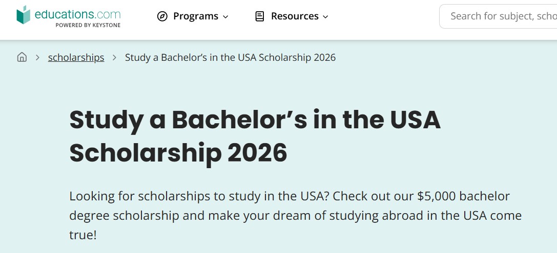 Apply for Bachelor’s in the USA Scholarship 2026
