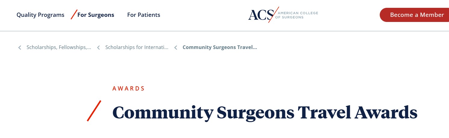 Community Surgeons Travel Awards 2026