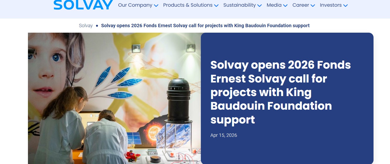 Ernest Solvay Fund 2026 Call for Projects