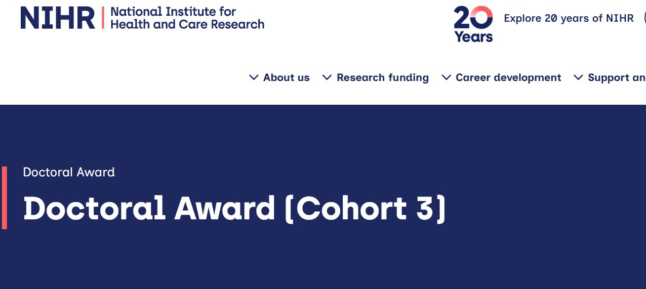 NIHR Doctoral Award (Cohort 3) 2026