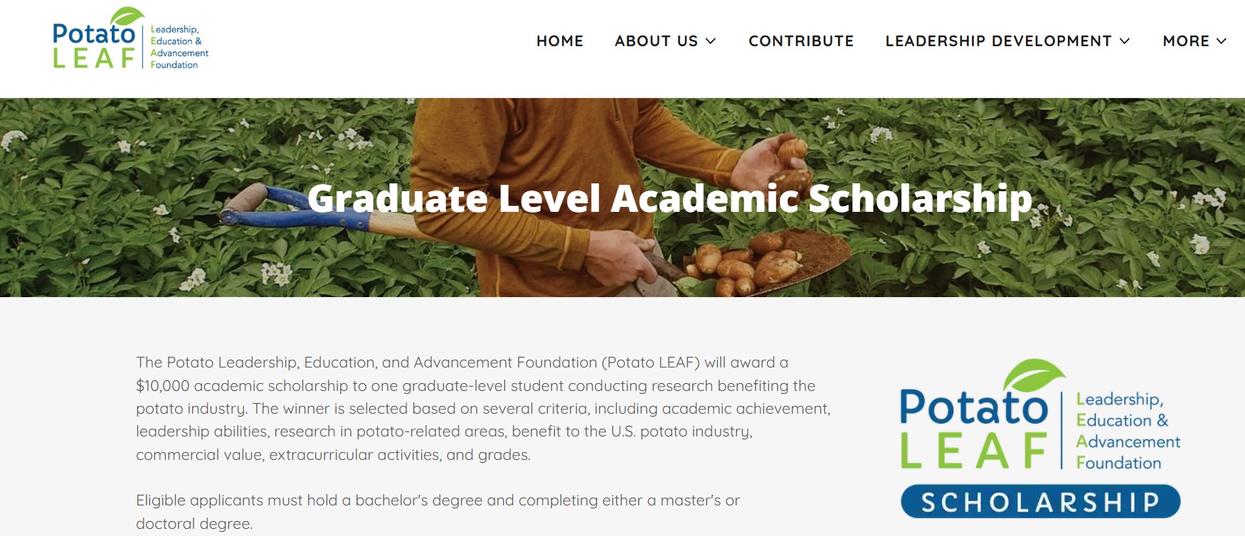 Potato LEAF Scholarship 2026