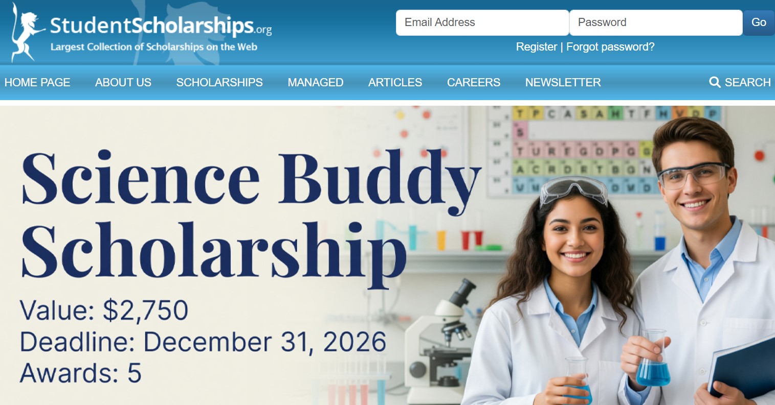 Science Buddy Scholarship 2026/2027 (Win Up to $1,500 for Science Students) Science Buddy Scholarship 2026