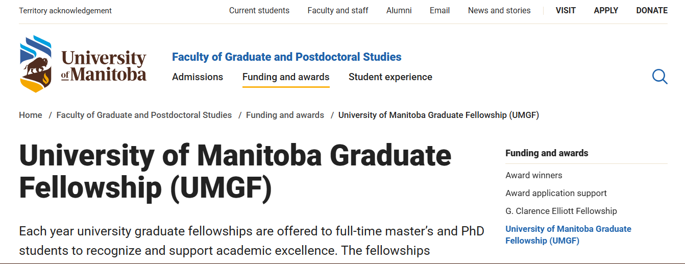 University of Manitoba Graduate Fellowship