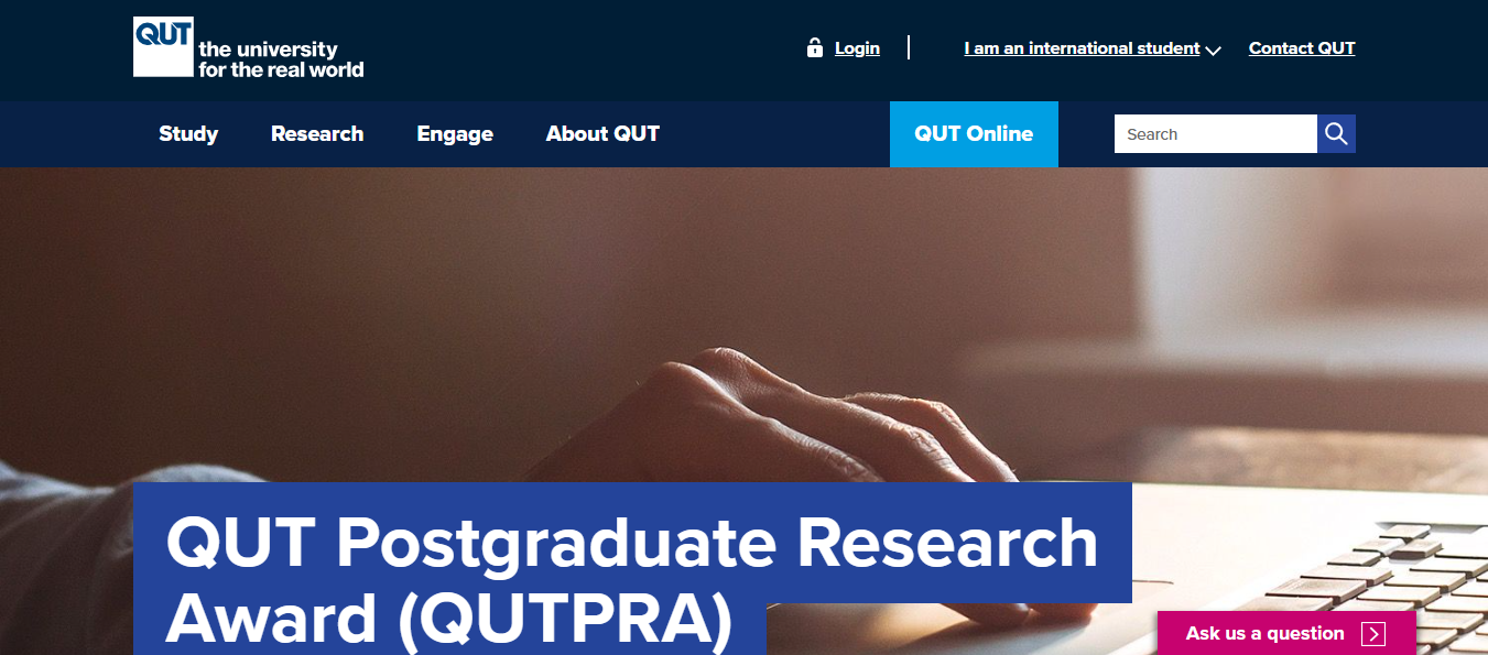 Queensland University of Technology QUT Postgraduate Research Award (QUTPRA) 2026 in Australia QUT Postgraduate Research Award