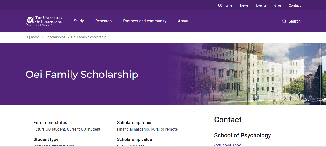 Oei Family Scholarship 2026