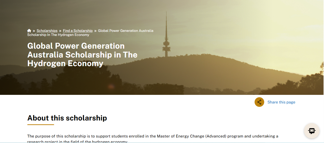 Global Power Generation Australia Scholarship in The Hydrogen Economy 2026 in Australia Global Power Generation Australia Scholarship
