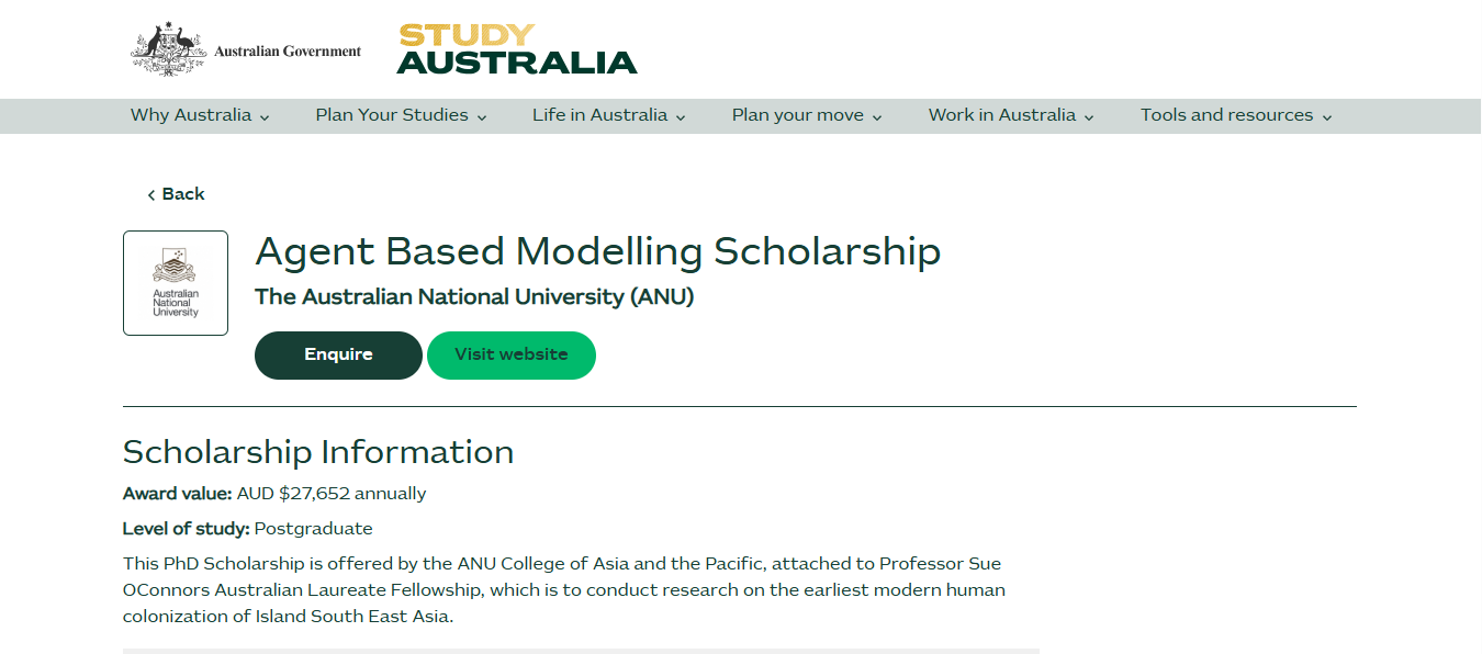 Agent Based Modelling Scholarship