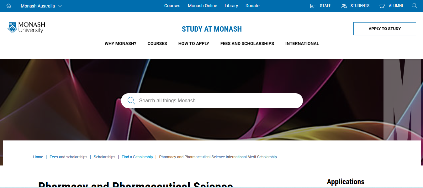 Pharmacy and Pharmaceutical Science International Merit Scholarship
