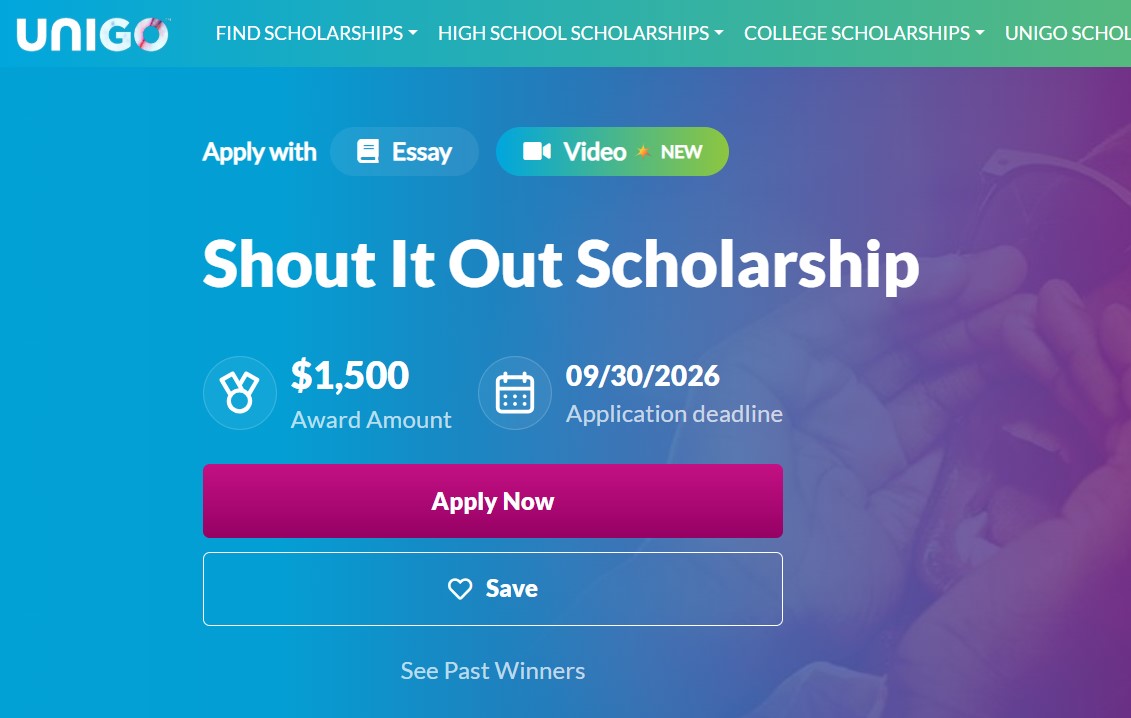 Shout It Out Scholarship 2026