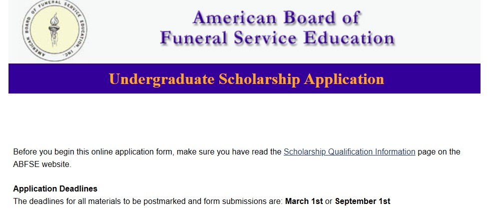 ABFSE Undergraduate Scholarship 2026