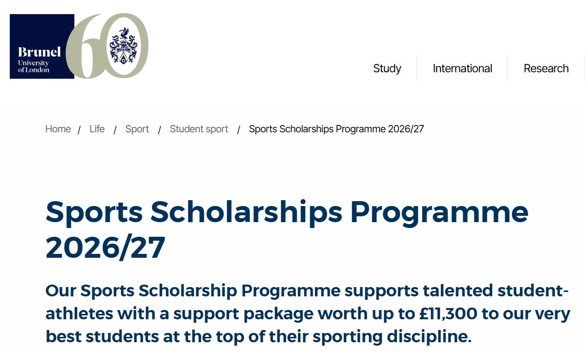 Brunel University Sports Scholarship 2026