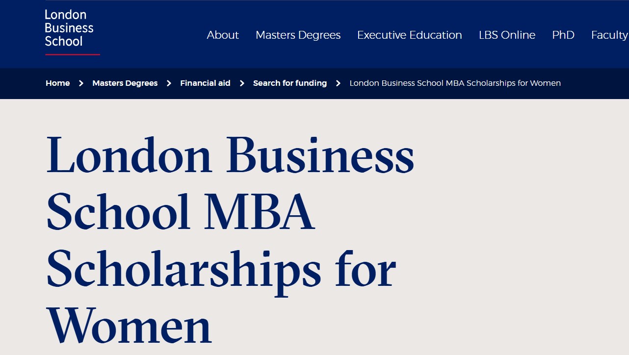 London Business School MBA Scholarships for Women 2026
