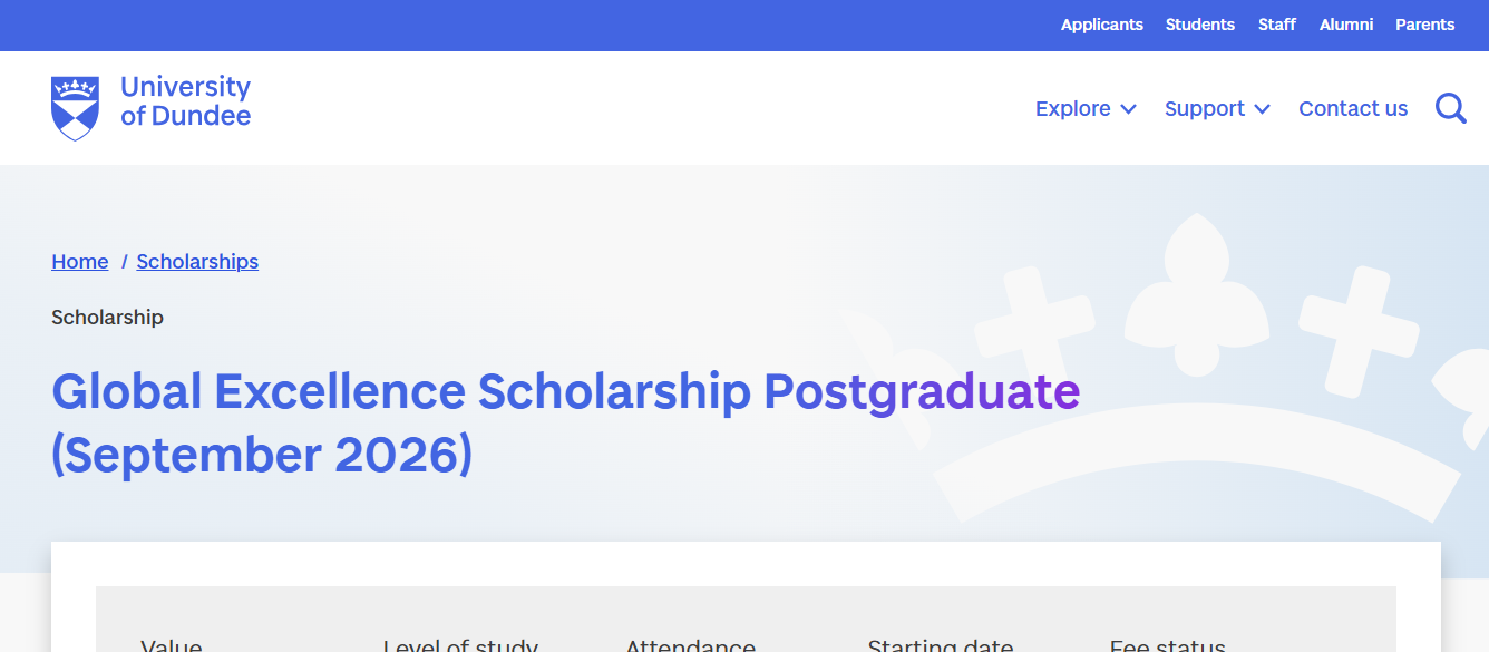 Global Excellence Scholarship Postgraduate 2026