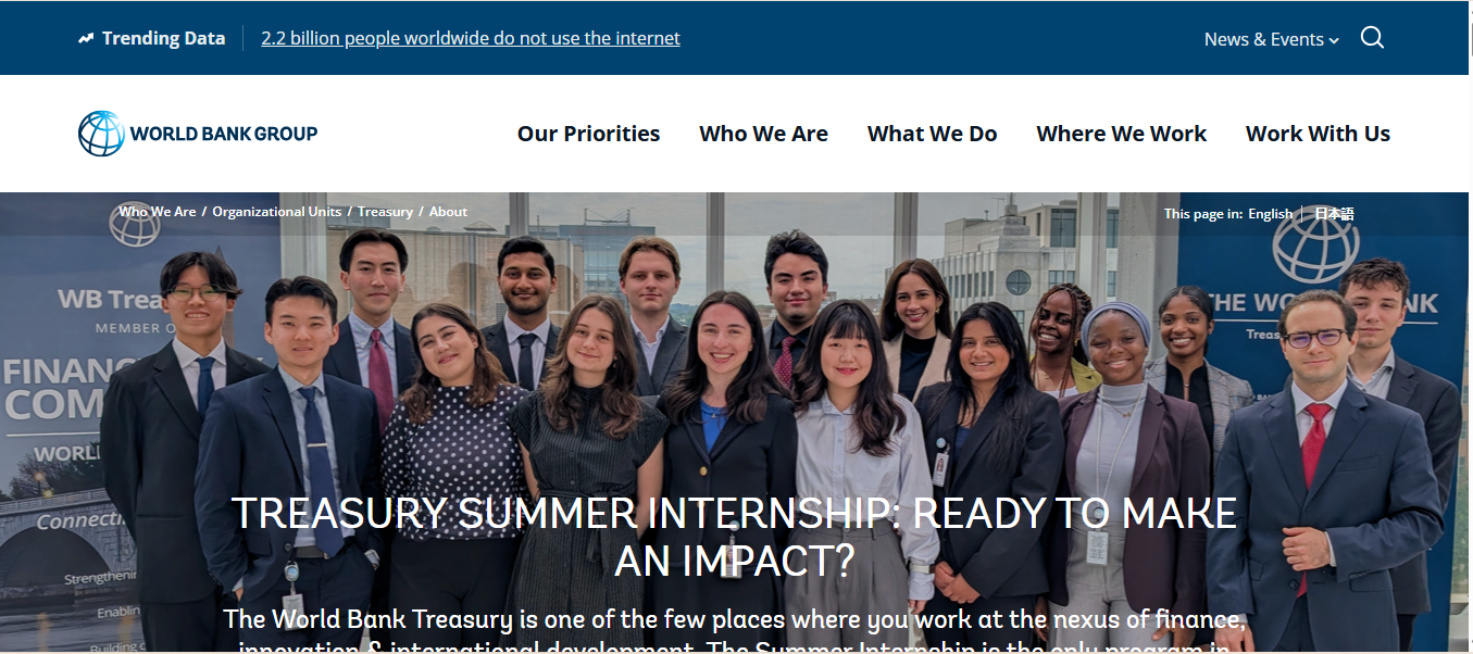 World Bank Treasury Summer Internship
