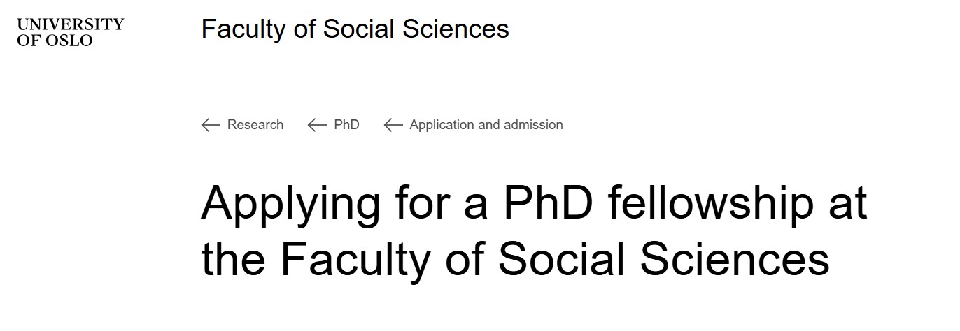 University of Oslo PhD Research Fellowships in Human Geography 2026