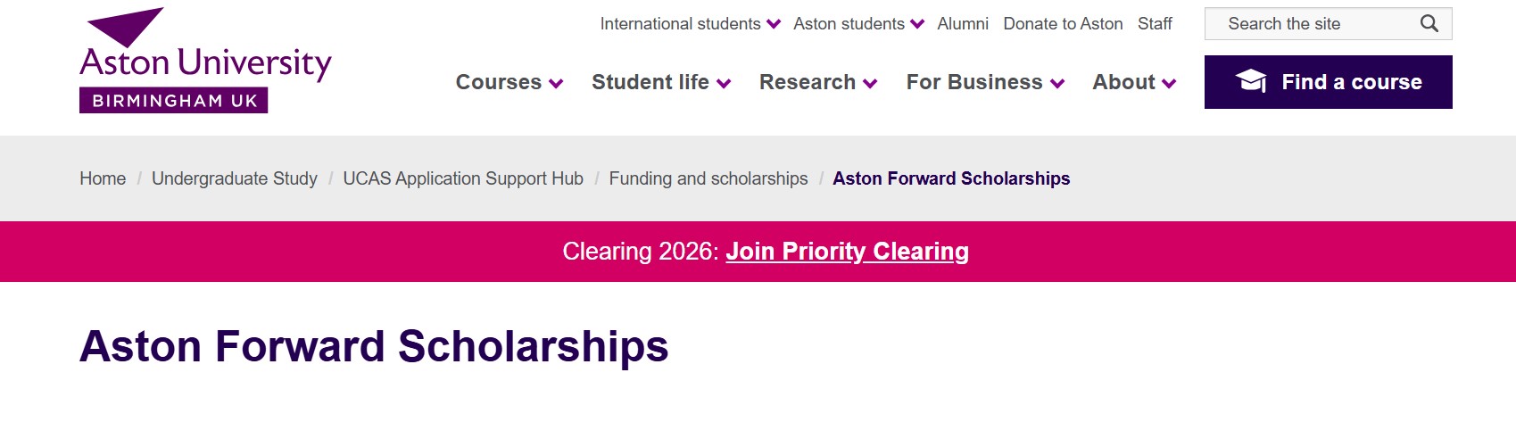 Aston Forward Scholarships 2026 in the UK