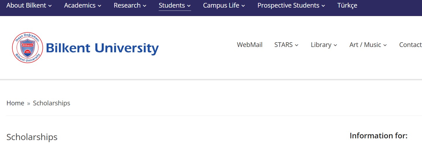 Bilkent University Scholarship 2027