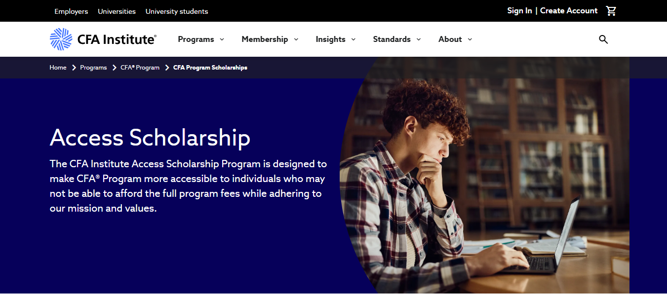 CFA Institute Access Scholarship 2027. Apply for a Partially Funded CFA Program Scholarship CFA Institute Access Scholarship