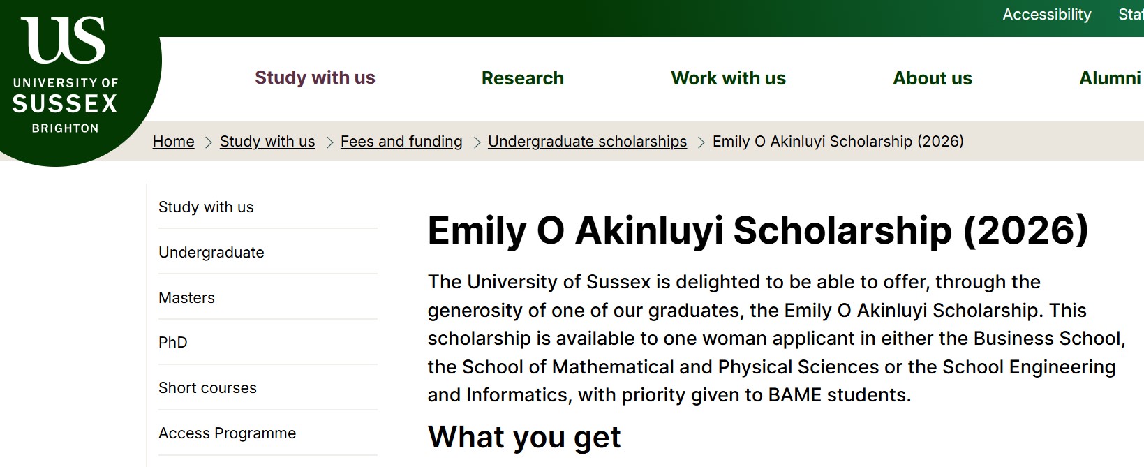 Emily O Akinluyi Scholarship 2026