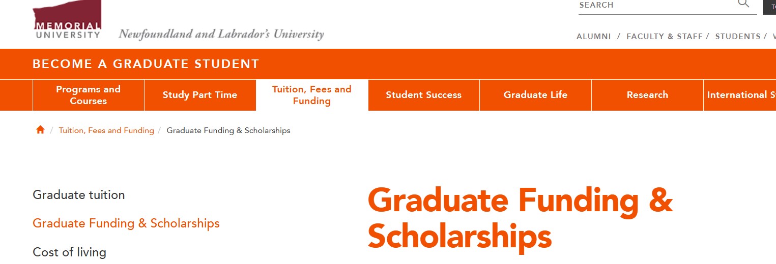 Memorial University Graduate Funding and Scholarships 2027
