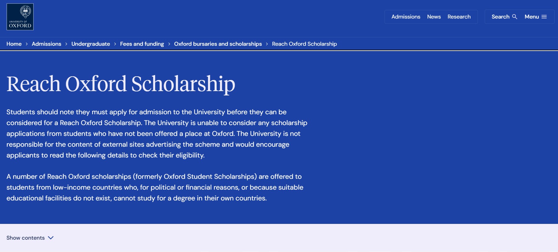 Reach Oxford Scholarship