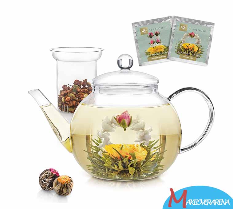 Teabloom Stovetop & Microwave Safe Teapot (40 oz) with Removable Loose Tea Infuser