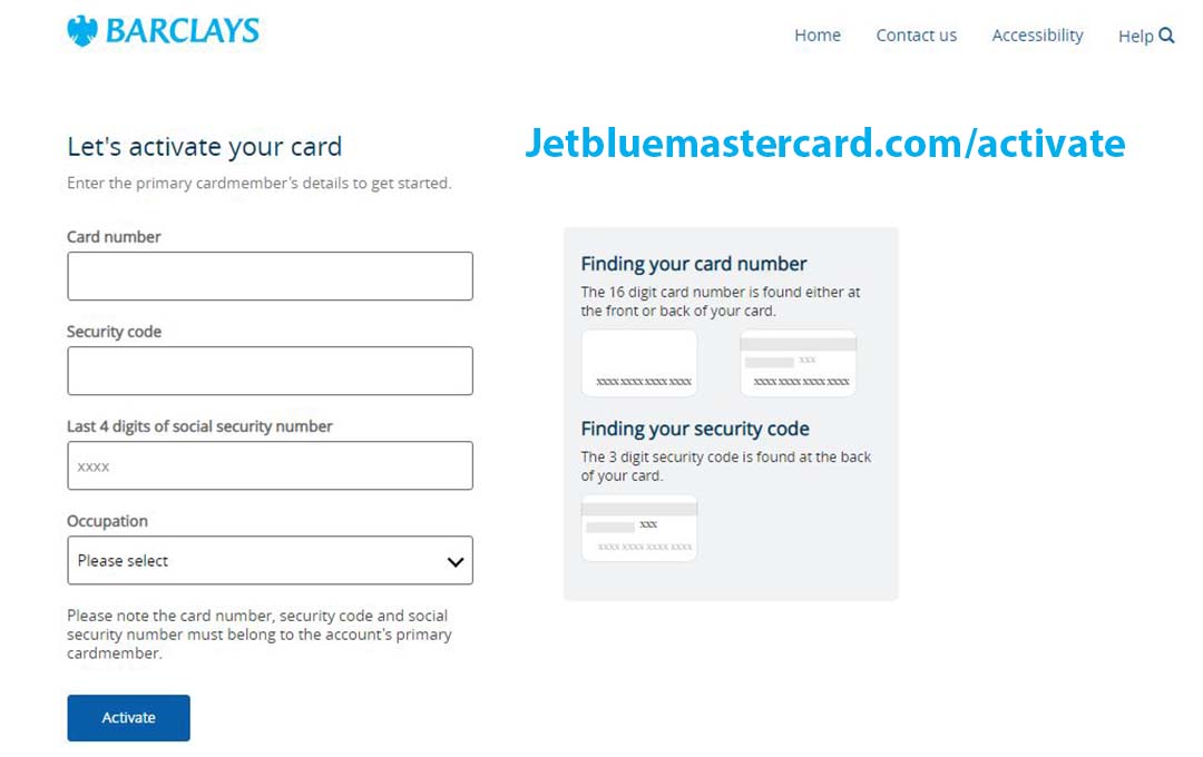 Jetbluemastercard.com/activate