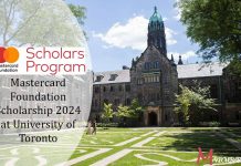Mastercard Foundation Scholarship 2024 at University of Toronto