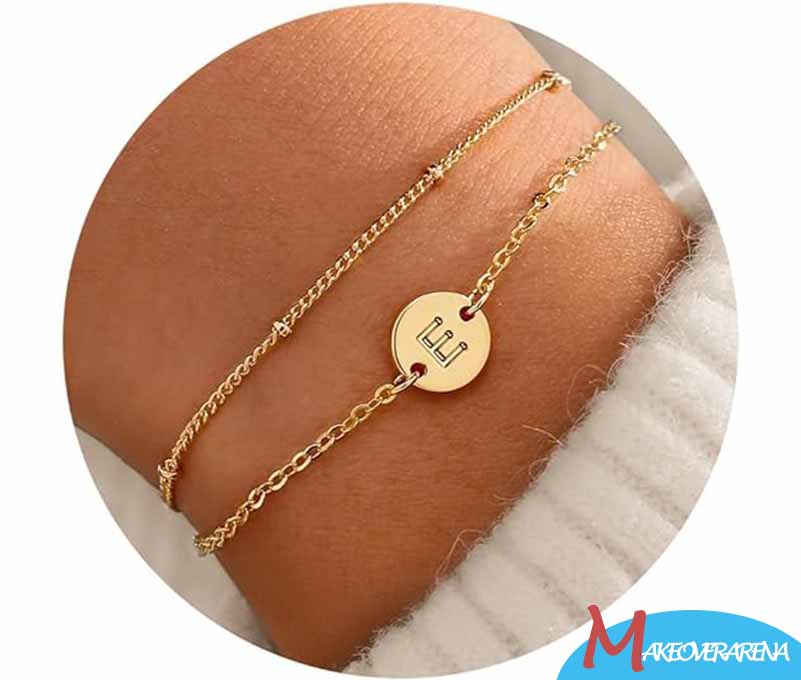MONOZO Valentine's Day Gifts - Gold Initial Bracelets for Teen Girl