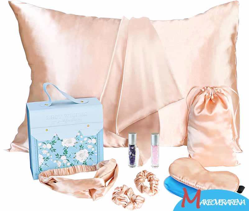 OPELETNNT Valentine's Day Satin Pillowcase, Satin Eye Mask, and Hair Accessories Gifts for Teenage Girls