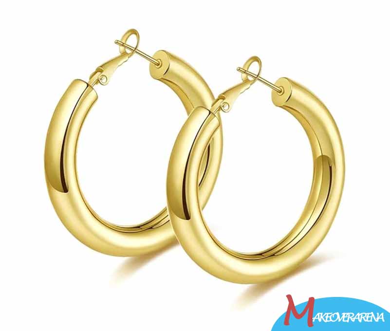 LOMBEX Gold Hoops Chunky Gold Hoop Earrings