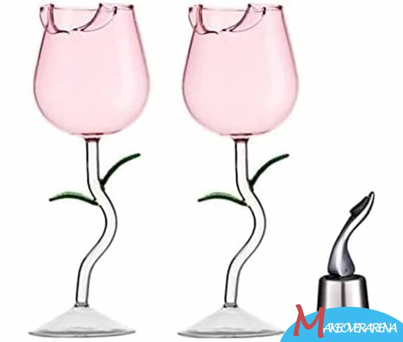 JMOREGO Creative Rose Flower Crystal Red Wine Glasses